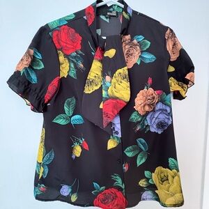 Moschino Black Floral Blouse
